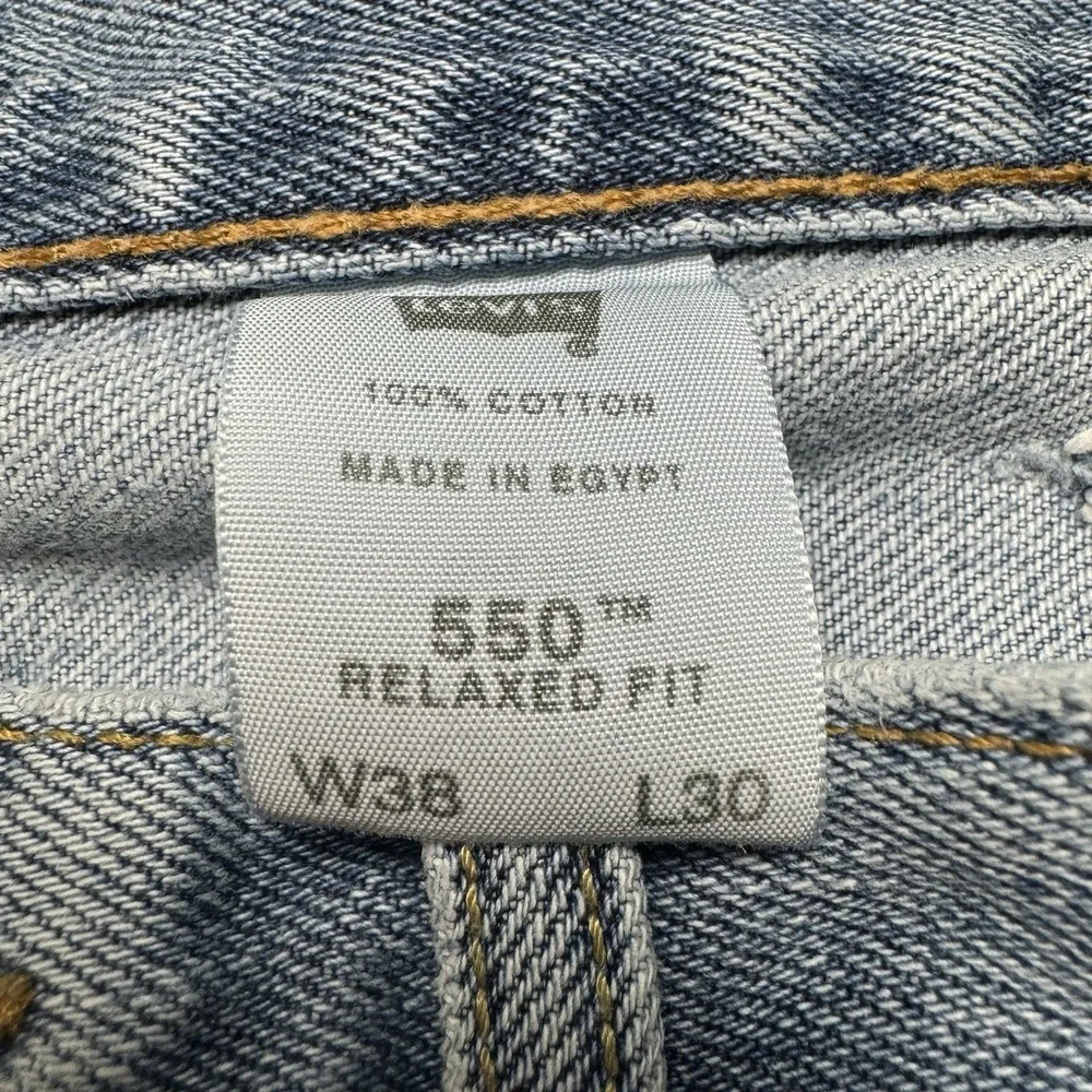 Vintage Levis Jeans Men 38x30 Blue 550‎ Relaxed Fit Baggy Light Wash Fits 36x29